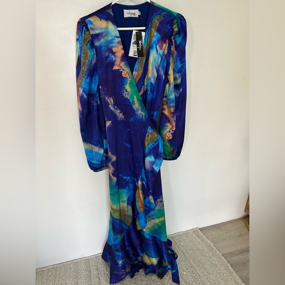 Elegant Blue and Green Women's Dress